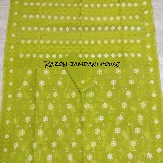 Half Silk Jamdani Saree Green Half Silk Jamdani Saree