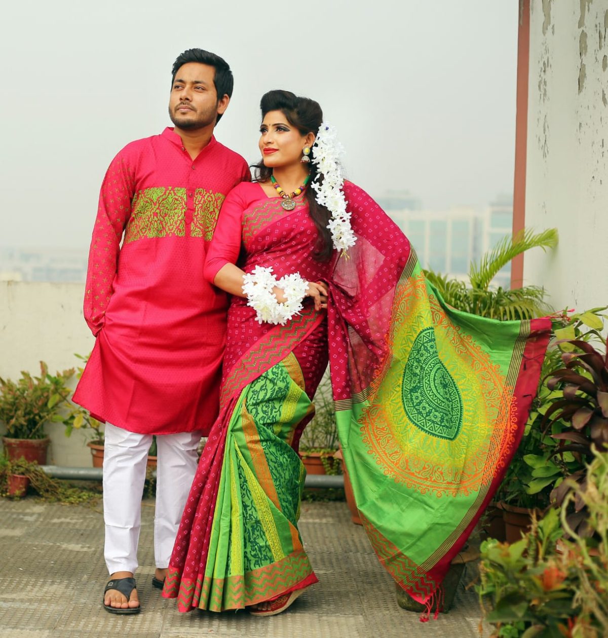 Couple Panjabi and Saree