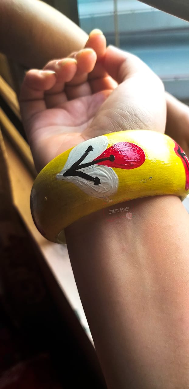 2 Handpainted wooden single bangle