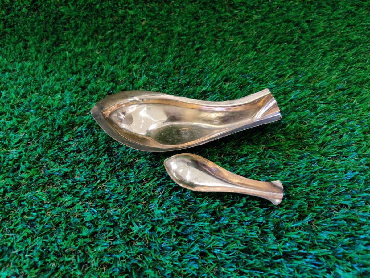 Standard Puja Set (Brass/Pitol/Copper) with Plate