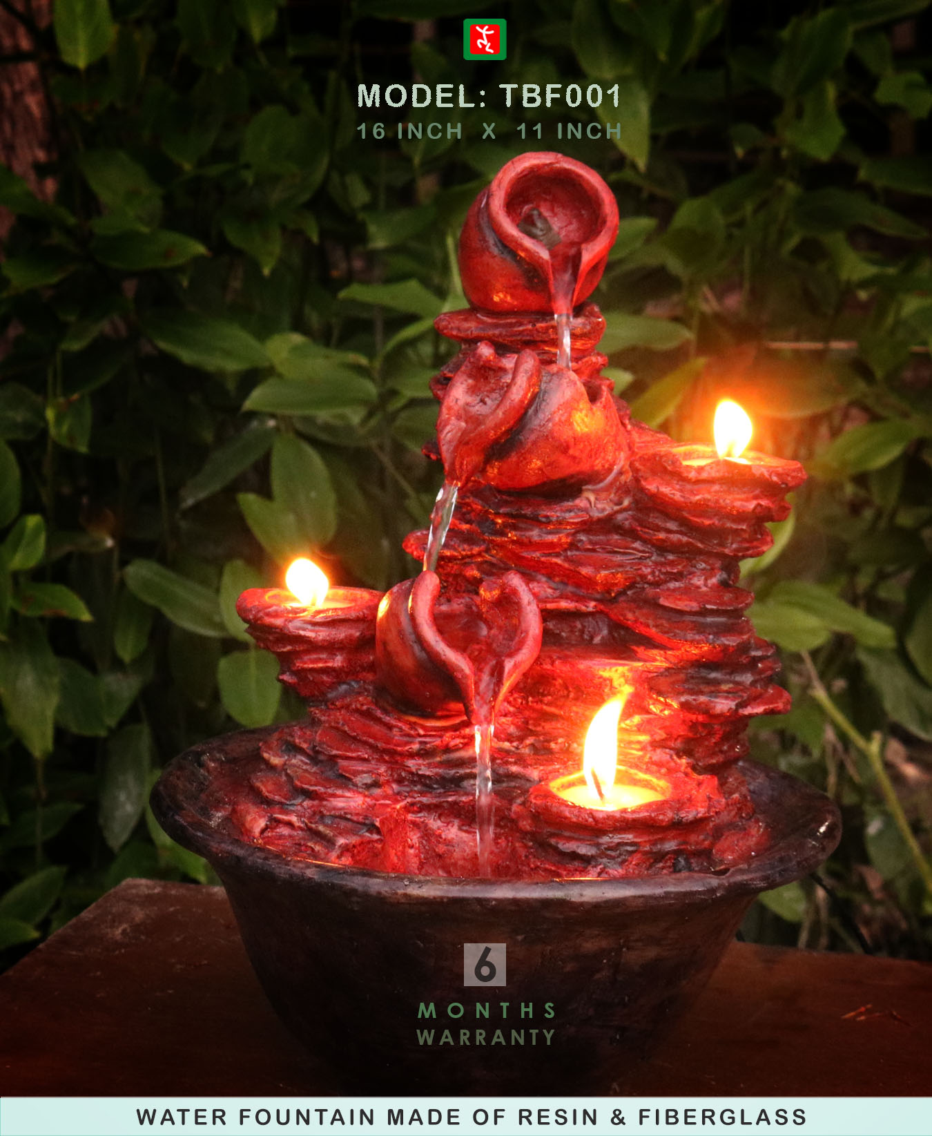 TBF001 TABLETOP WATER FOUNTAIN | WATER FOUNTAIN WITH CANDLE | #TBF001