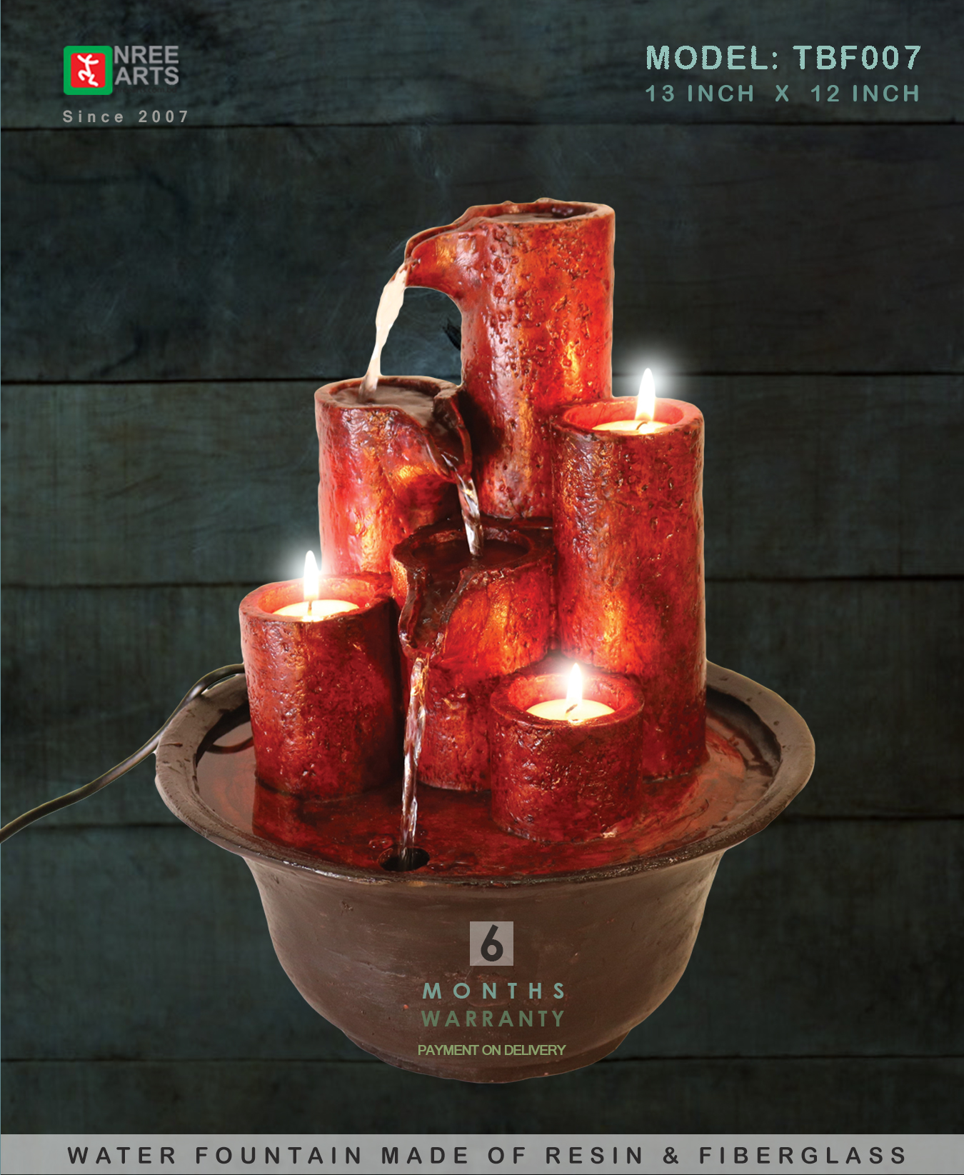 TBF007 #TBF007 | TABLETOP WATER FOUNTAIN WITH CANDLES