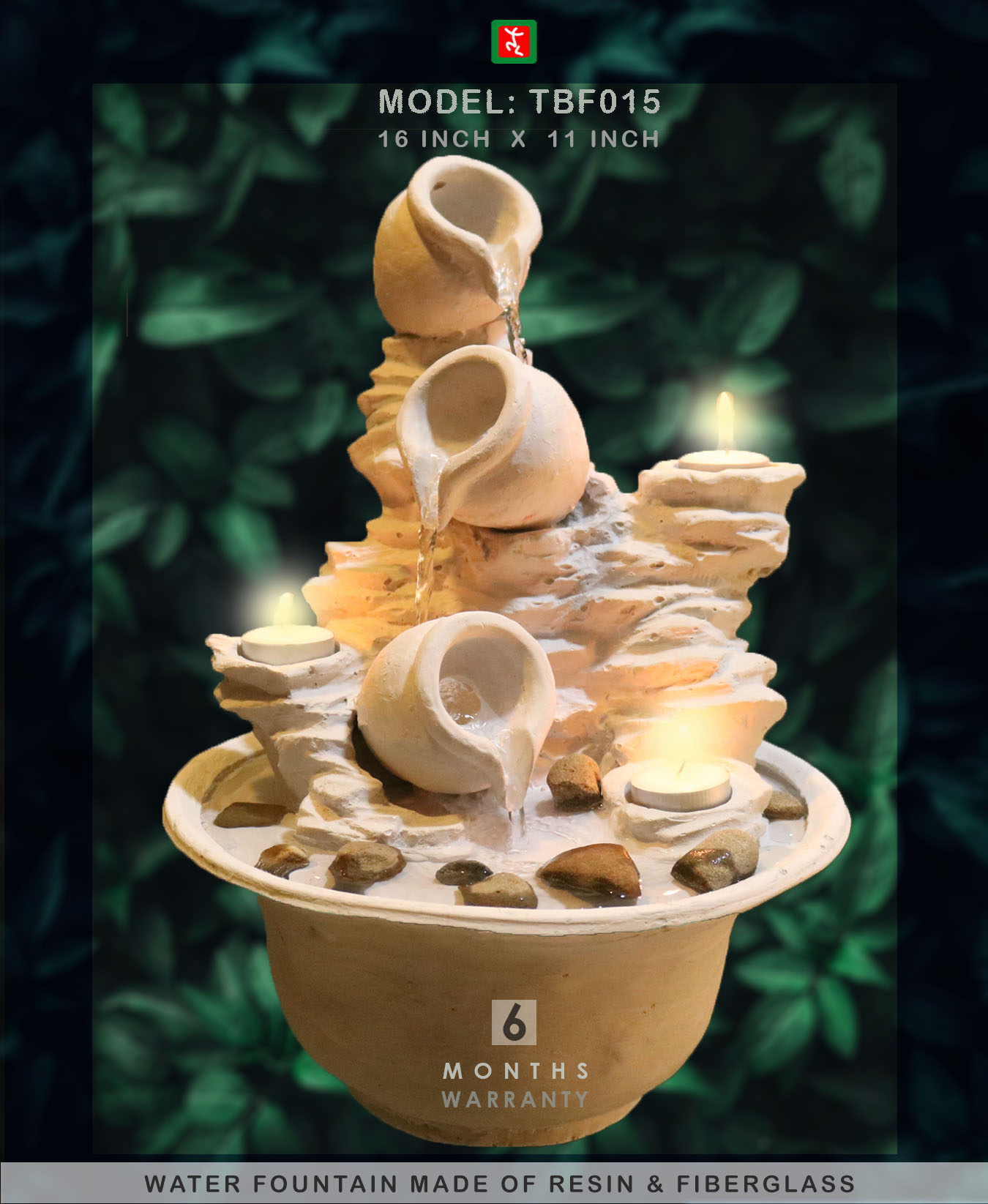 TBF015 TABLETOP WATER FOUNTAIN | WATER FOUNTAIN WITH CANDLE | #TBF015