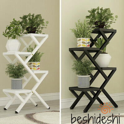 4-Tier-Metal-Plant-Stand-Flower-Pot-Display Zig-zag Plants Stand (Shelf)