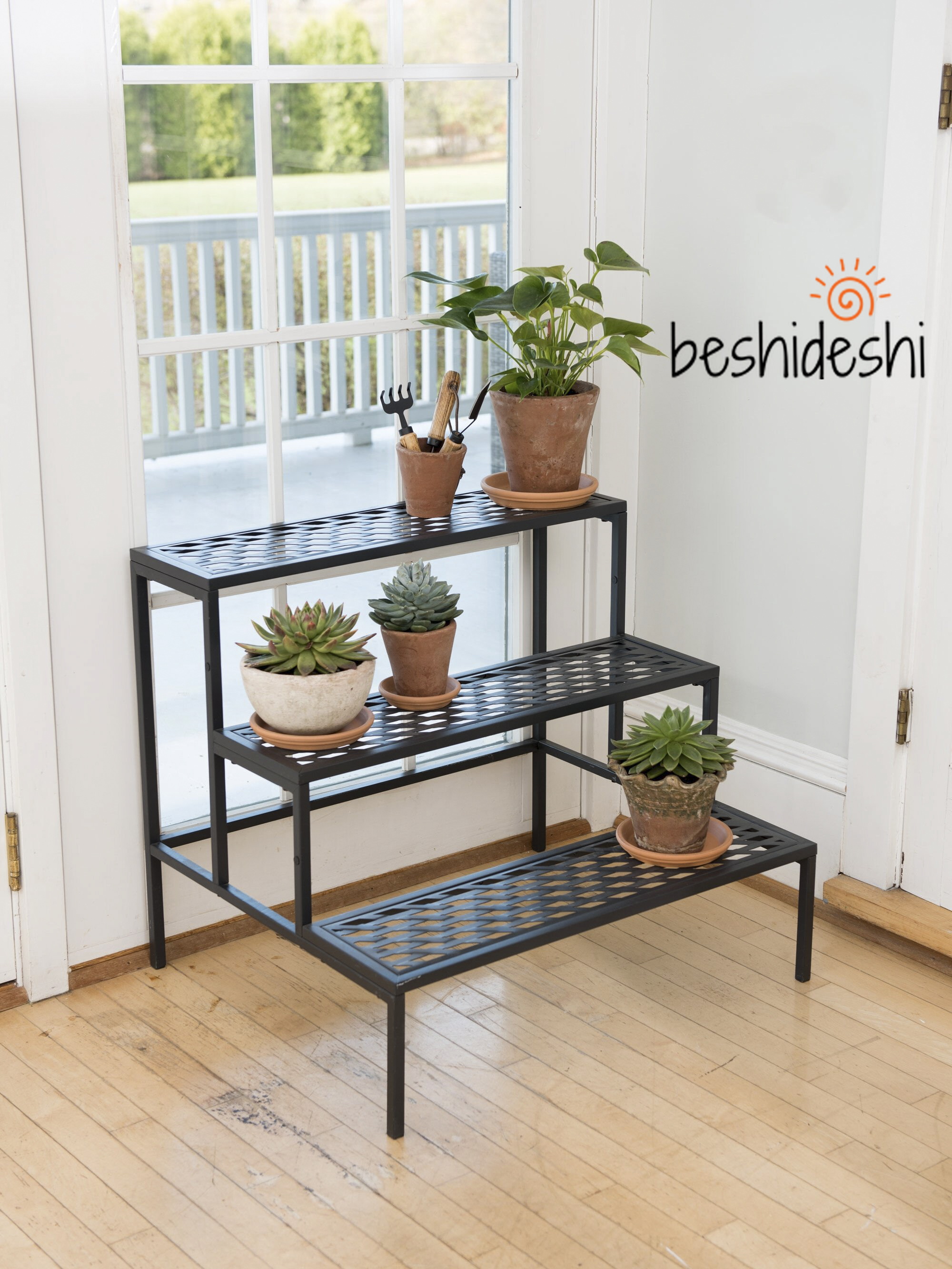 8596373_6674_lattice-rectangular-tiered-plant-stand-indoor-outdoor Stair Plant Stand 3 Step (Shelf) (Style-4)