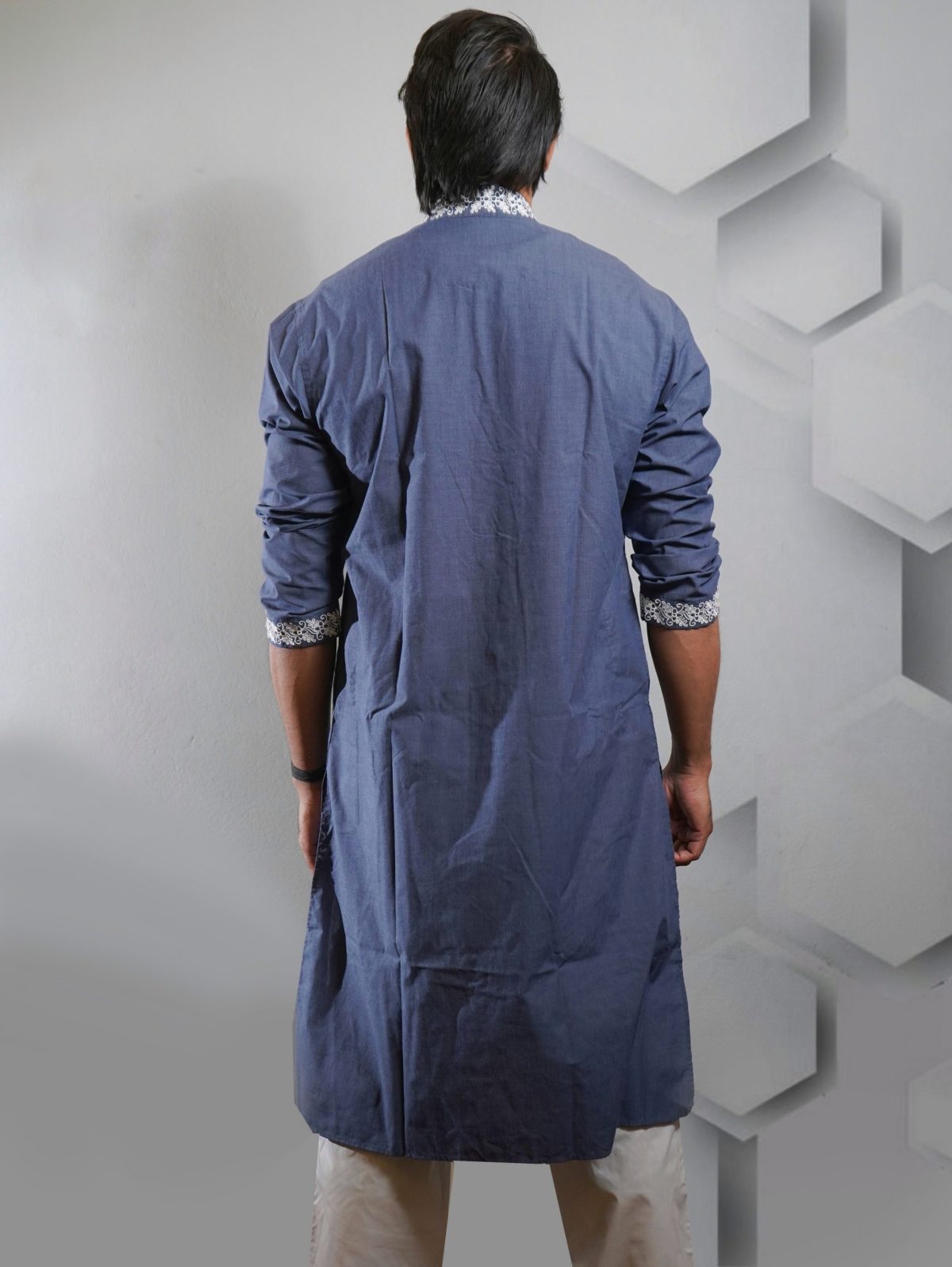 Embroidery Designed Grey Panjabi For Men