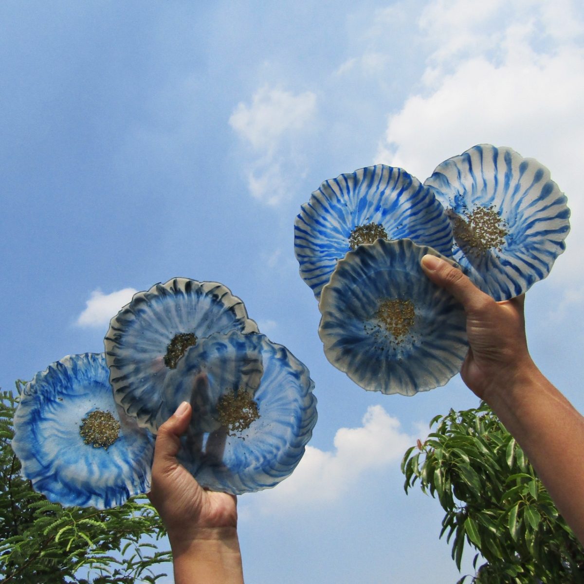 Handmade "Irregular Blue" Resin Coaster (set)