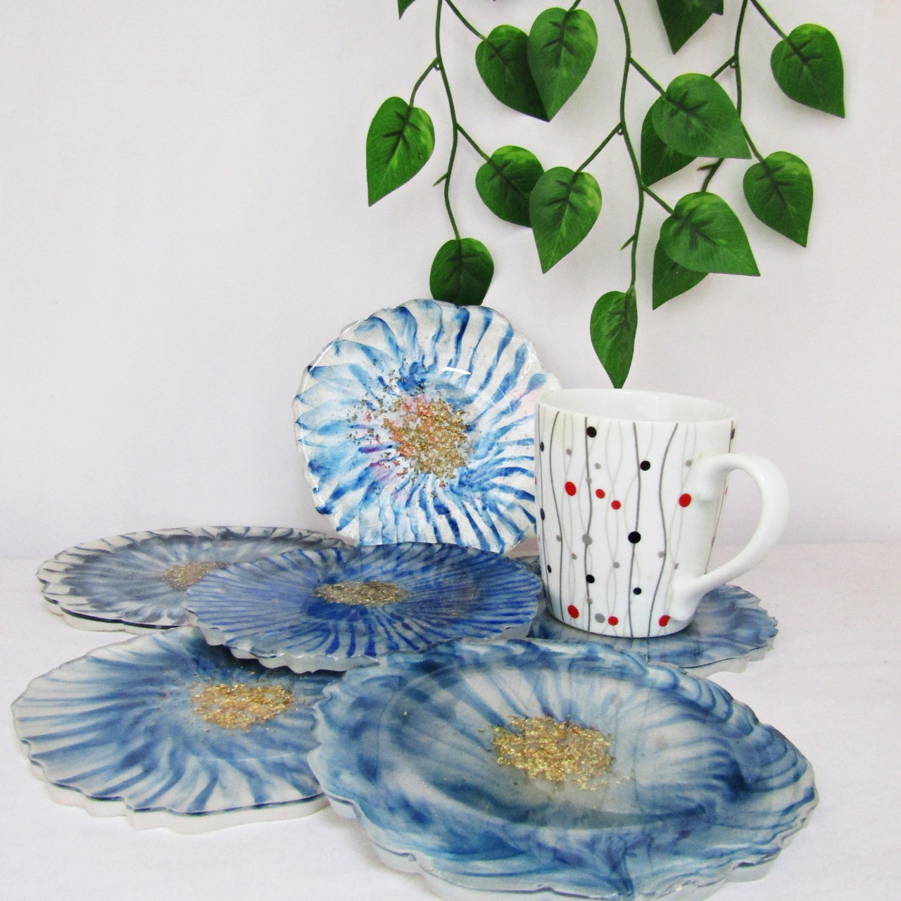 WhatsApp Image 2021-09-22 at 10.54.34 AM(2) Handmade "Irregular Blue" Resin Coaster (set)