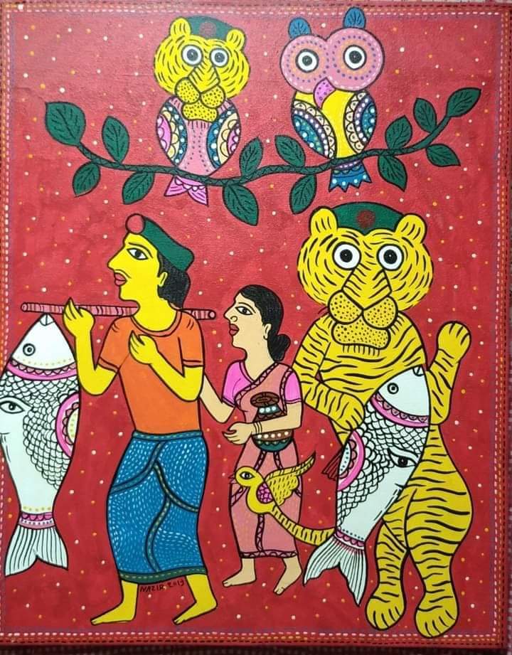 10 Folk Painted Canvas