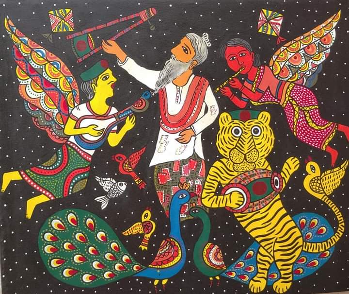 12 Folk Painted Canvas