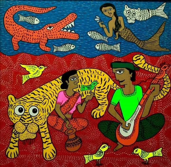 7 Folk Painted Canvas