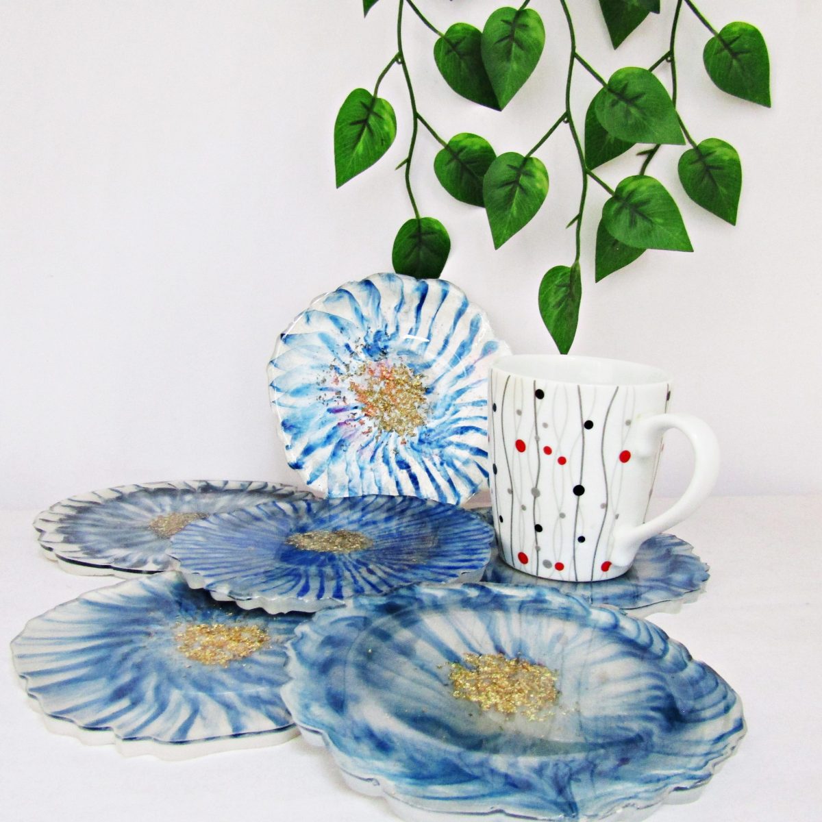 "Irregular Blue" Handmade Resin Coasters Set of 6pcs