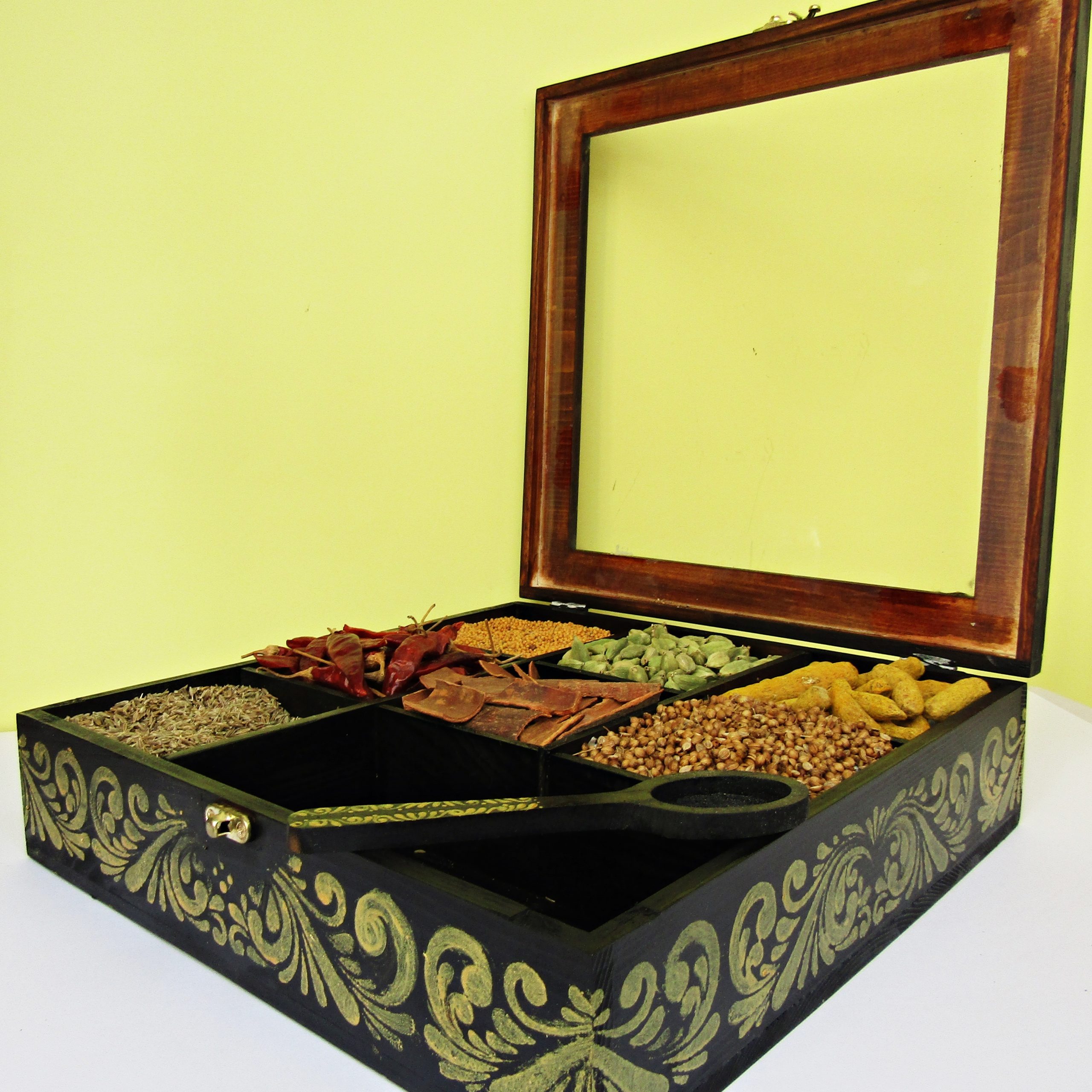 IMG_4737 - Copy Handcrafted Wooden Spice Box With Spoon