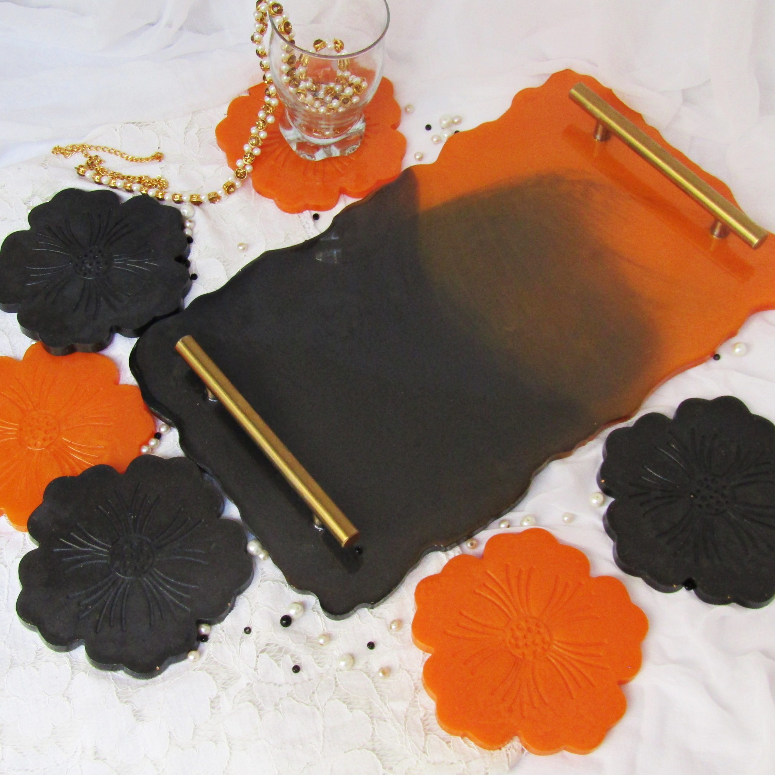 IMG_5962 - Copy Handmade Resin Dual Tone Tray & Coaster Set