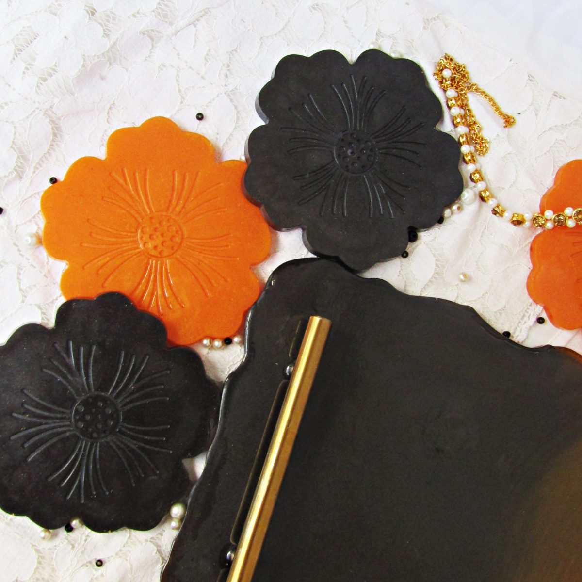 Handmade Resin Dual Tone Tray & Coaster Set