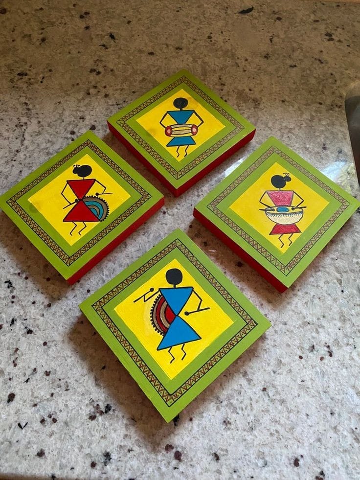 WhatsApp Image 2021-12-14 at 5.39.20 PM (1) Handpainted Glass Coaster Set