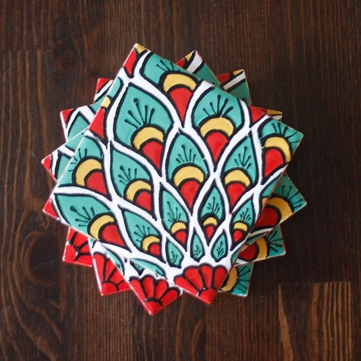 WhatsApp Image 2021-12-14 at 5.39.23 PM Handpainted Glass Coaster Set