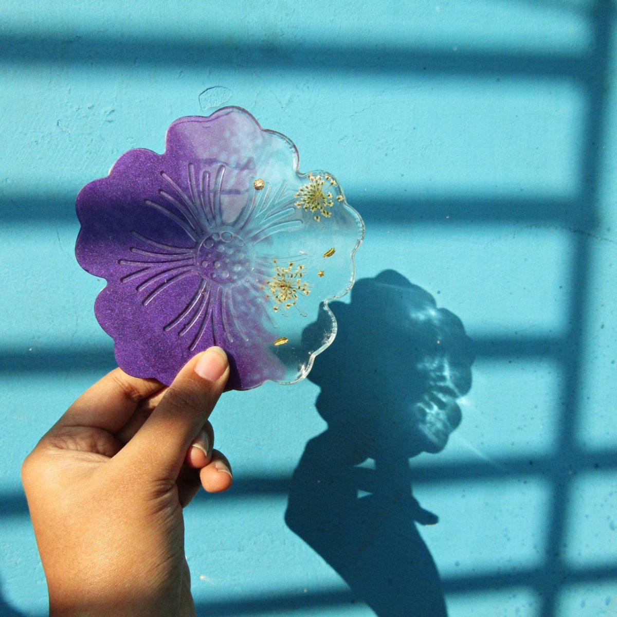 The Purple Glitz Handmade Resin Coaster Set
