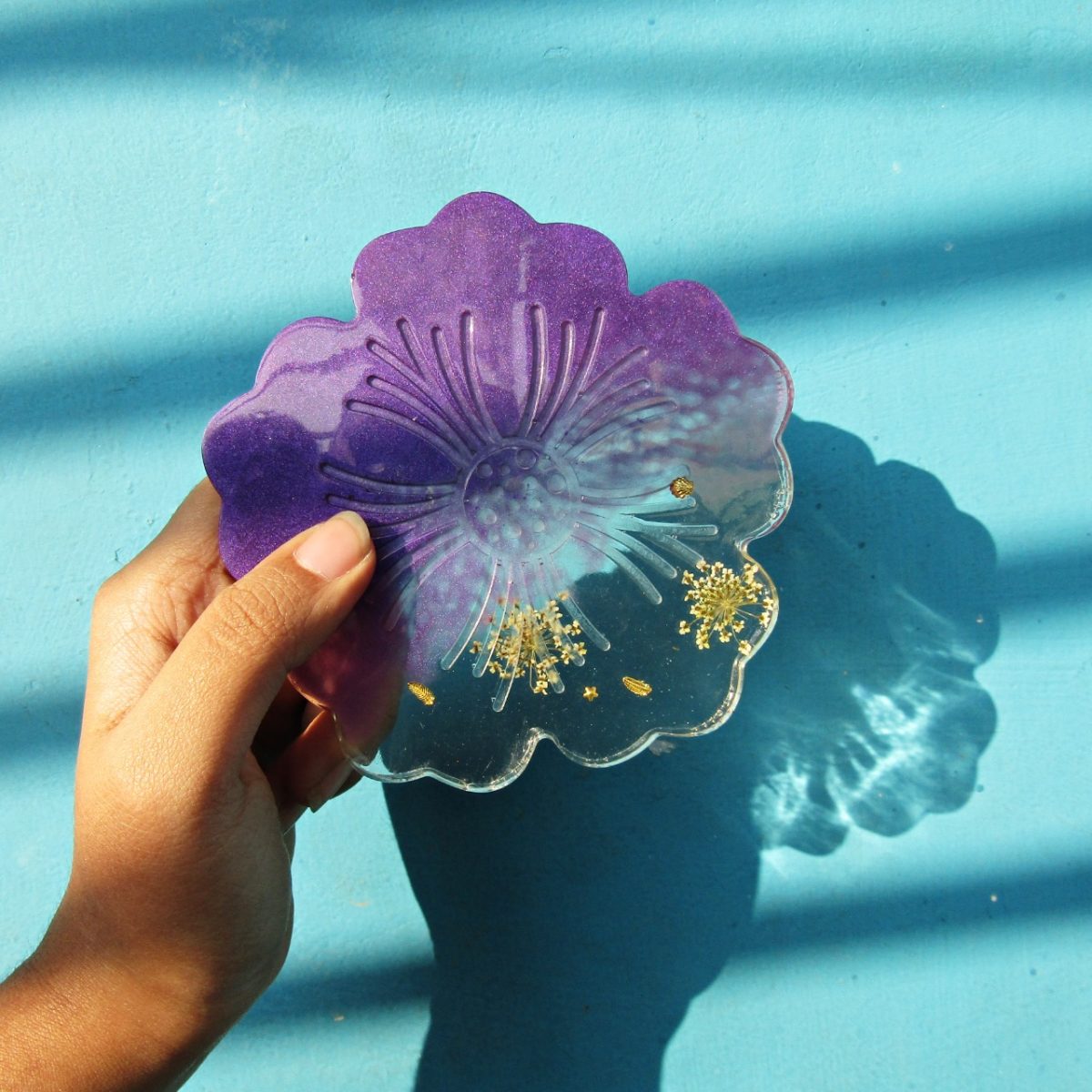 The Purple Glitz Handmade Resin Coaster Set