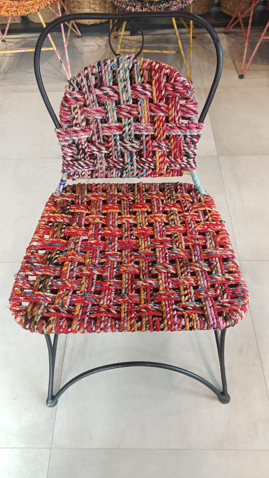 WhatsApp Image 2022-01-24 at 3.13.18 PM (1) Recycled Saree Iron Chair