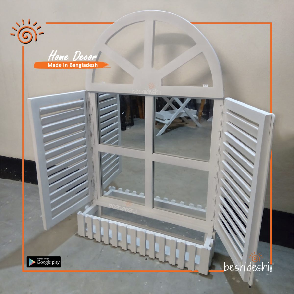 Wooden Window Decorative Mirror