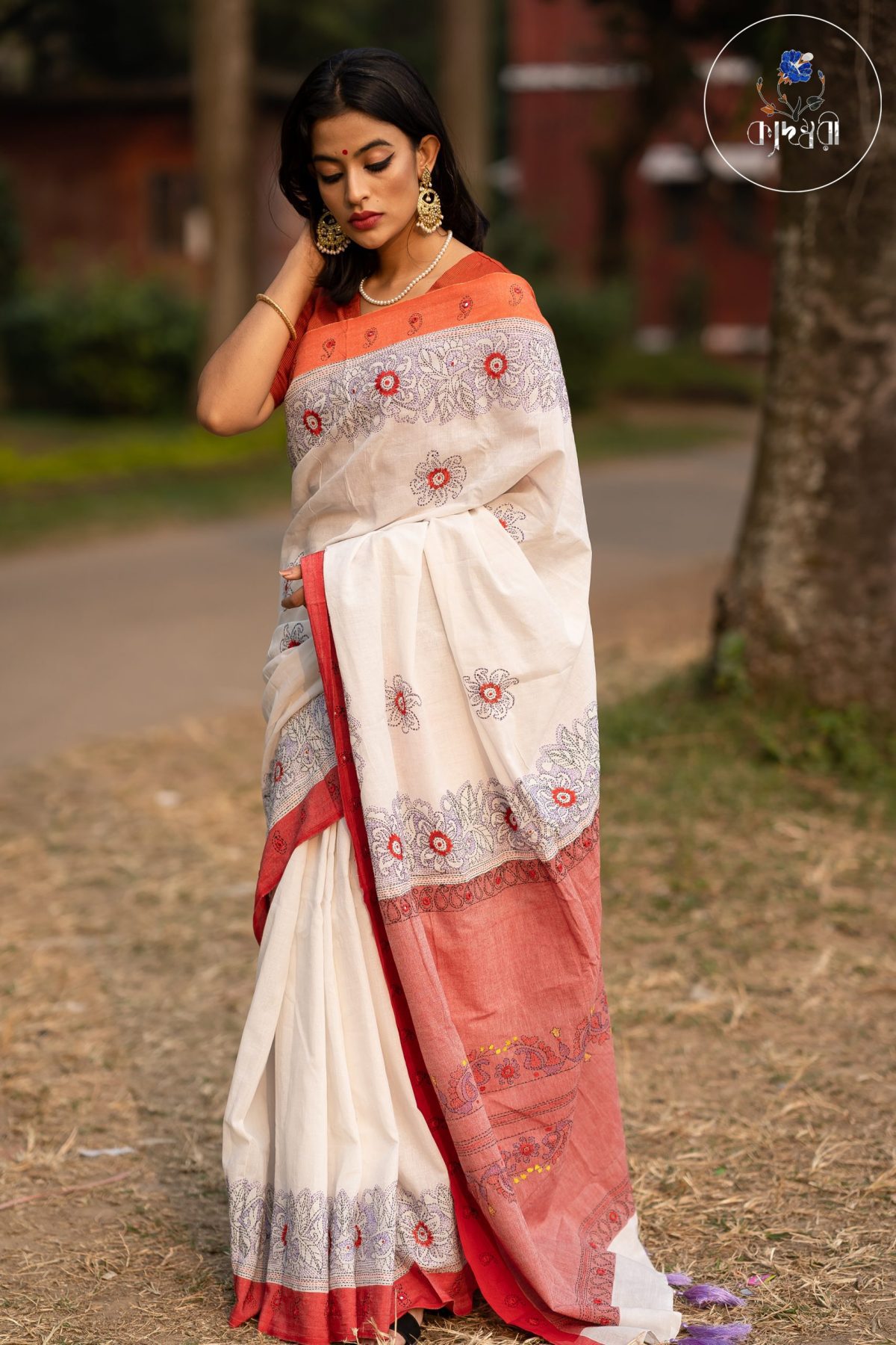 HAND STITCHES DESIGNER COTTON SAREE