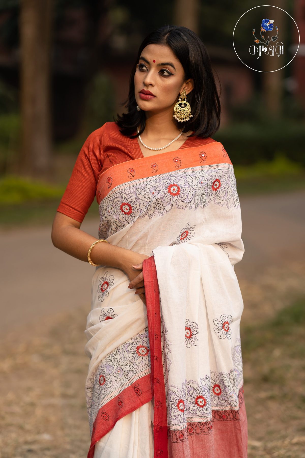 HAND STITCHES DESIGNER COTTON SAREE