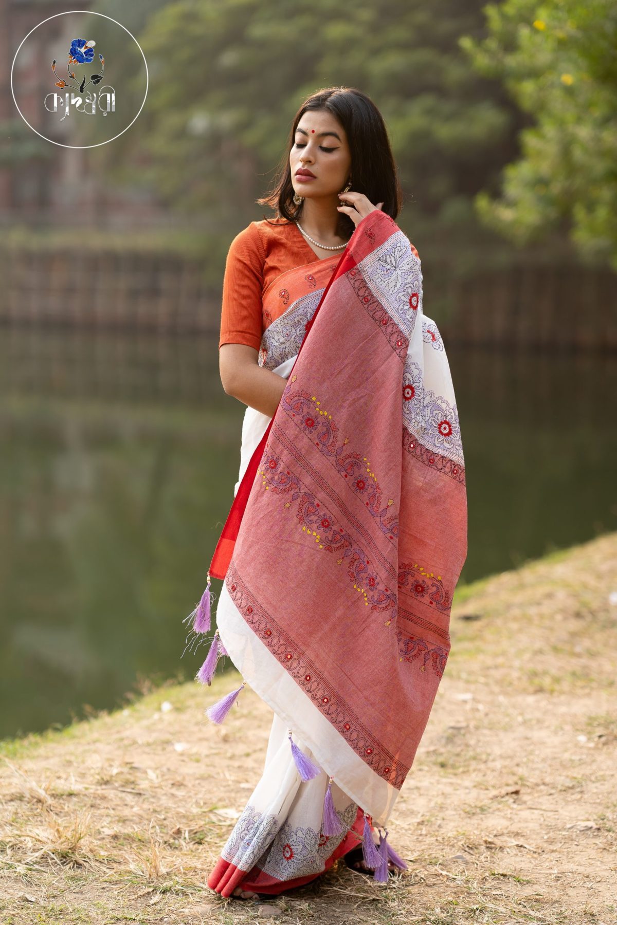 HAND STITCHES DESIGNER COTTON SAREE