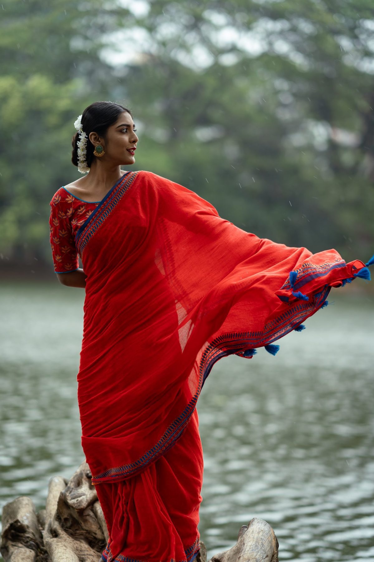 HAND STITCHES DESIGNER COTTON SAREE