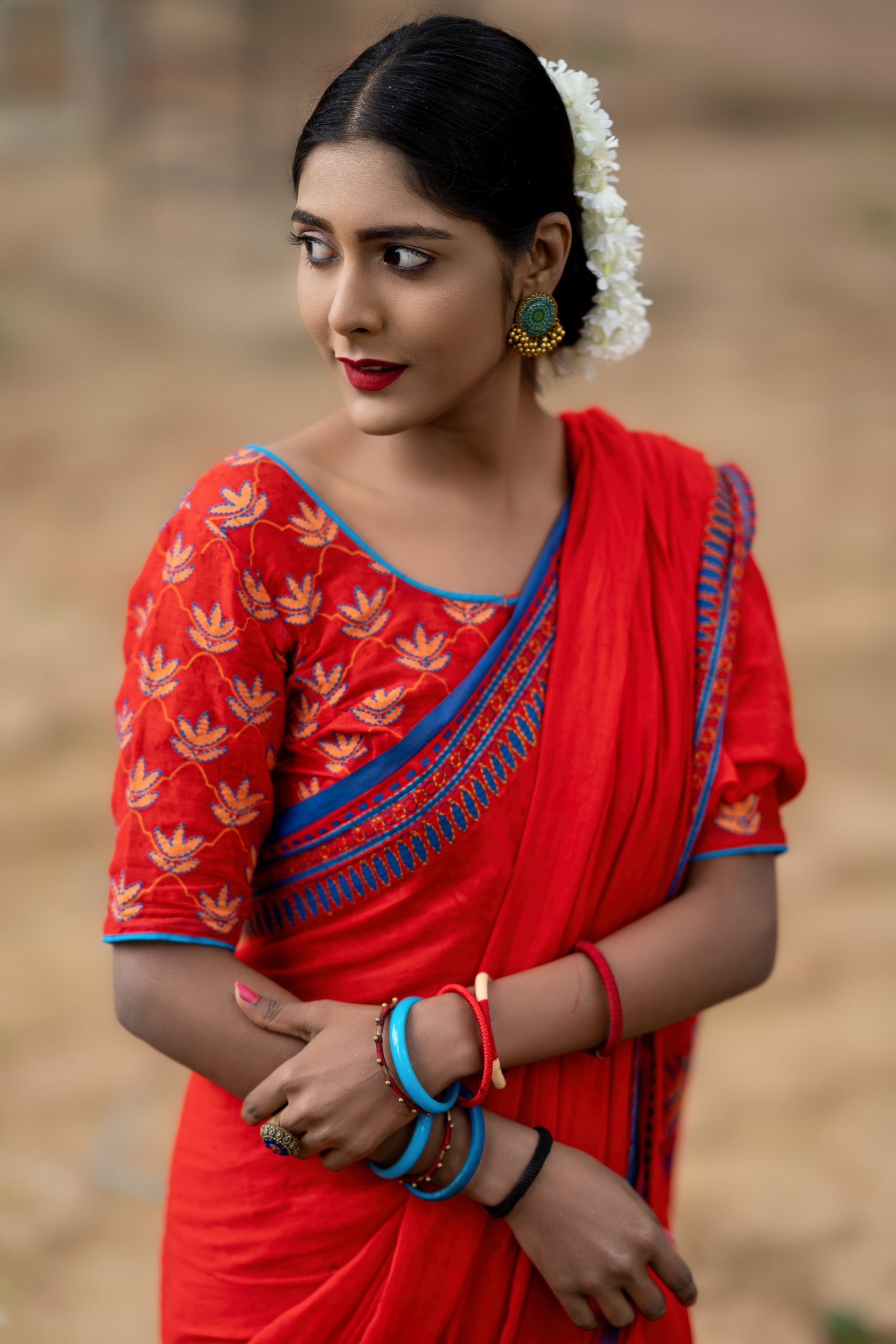 DSC09537 HAND STITCHES DESIGNER COTTON SAREE