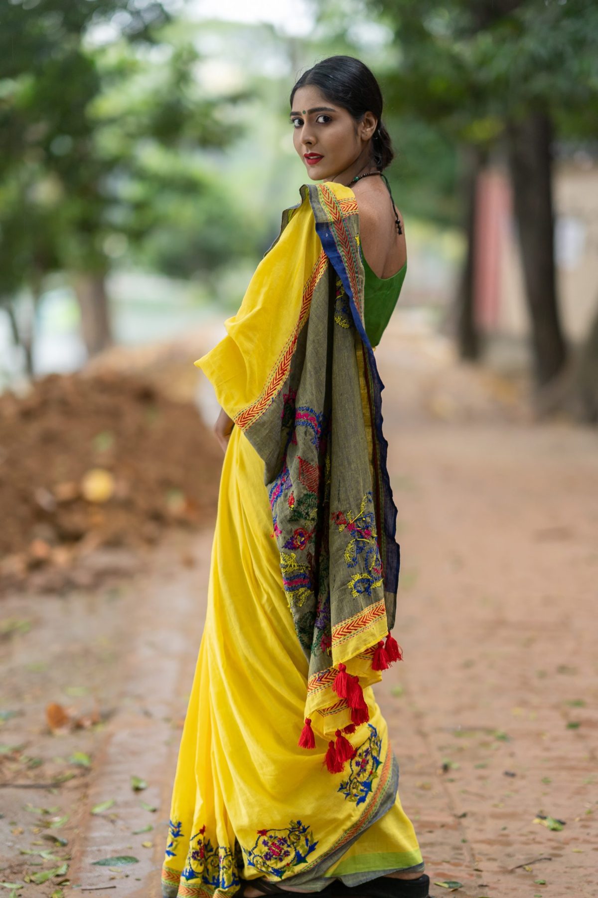 HAND STITCHES DESIGNER COTTON SAREE