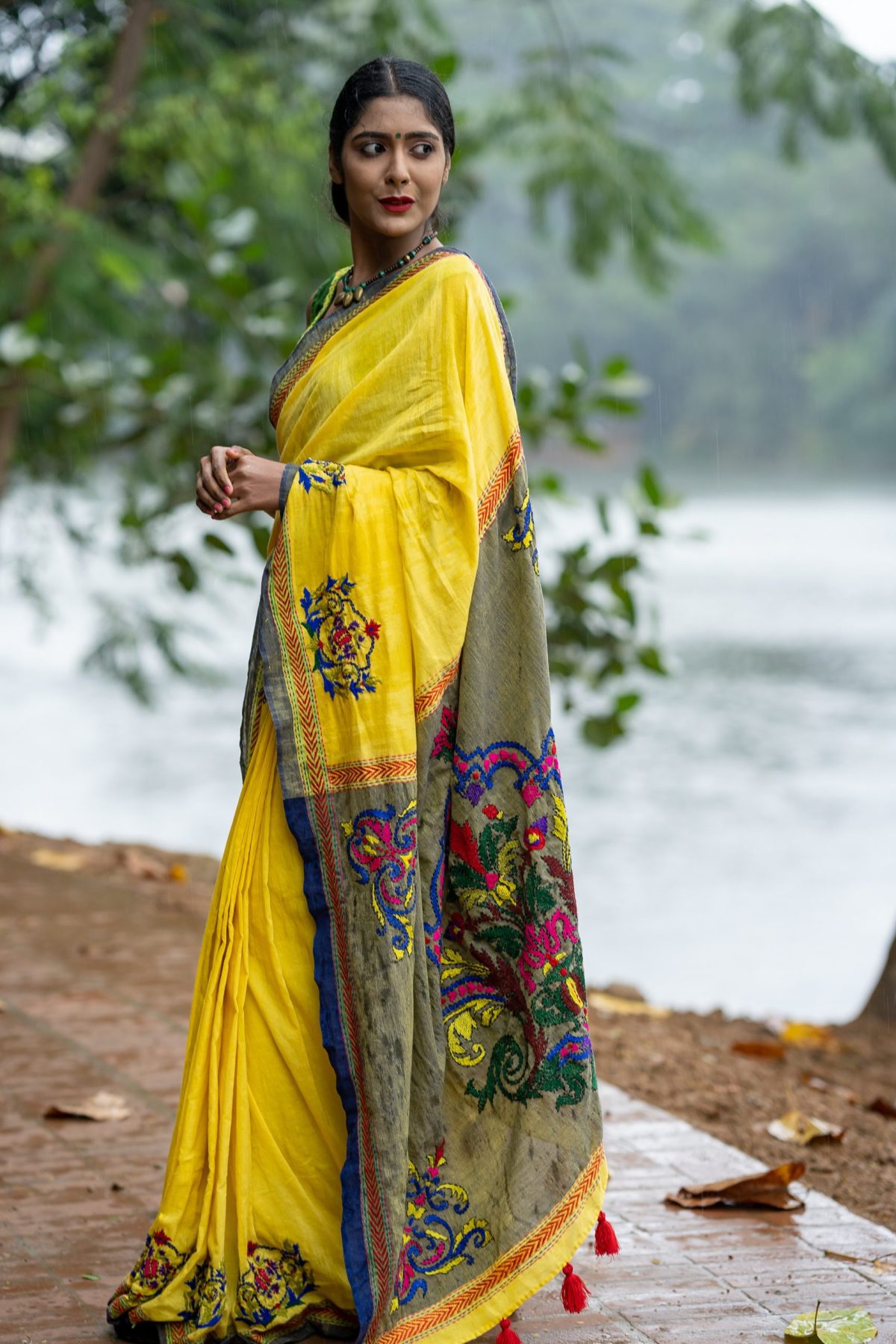 HAND STITCHES DESIGNER COTTON SAREE