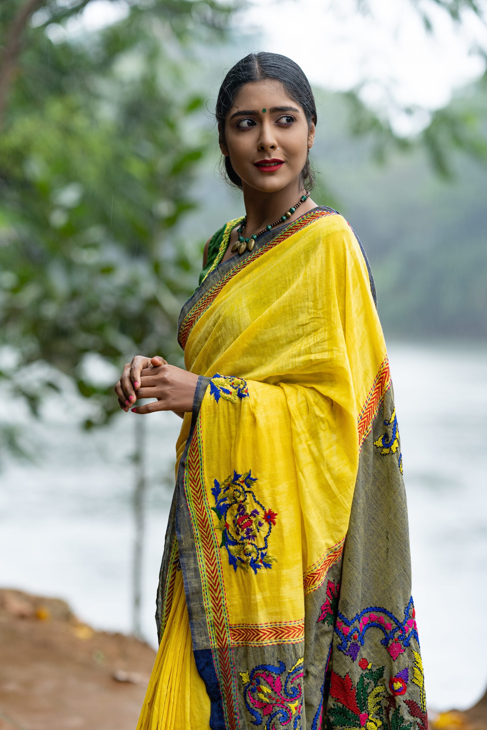 DSC09627 HAND STITCHES DESIGNER COTTON SAREE