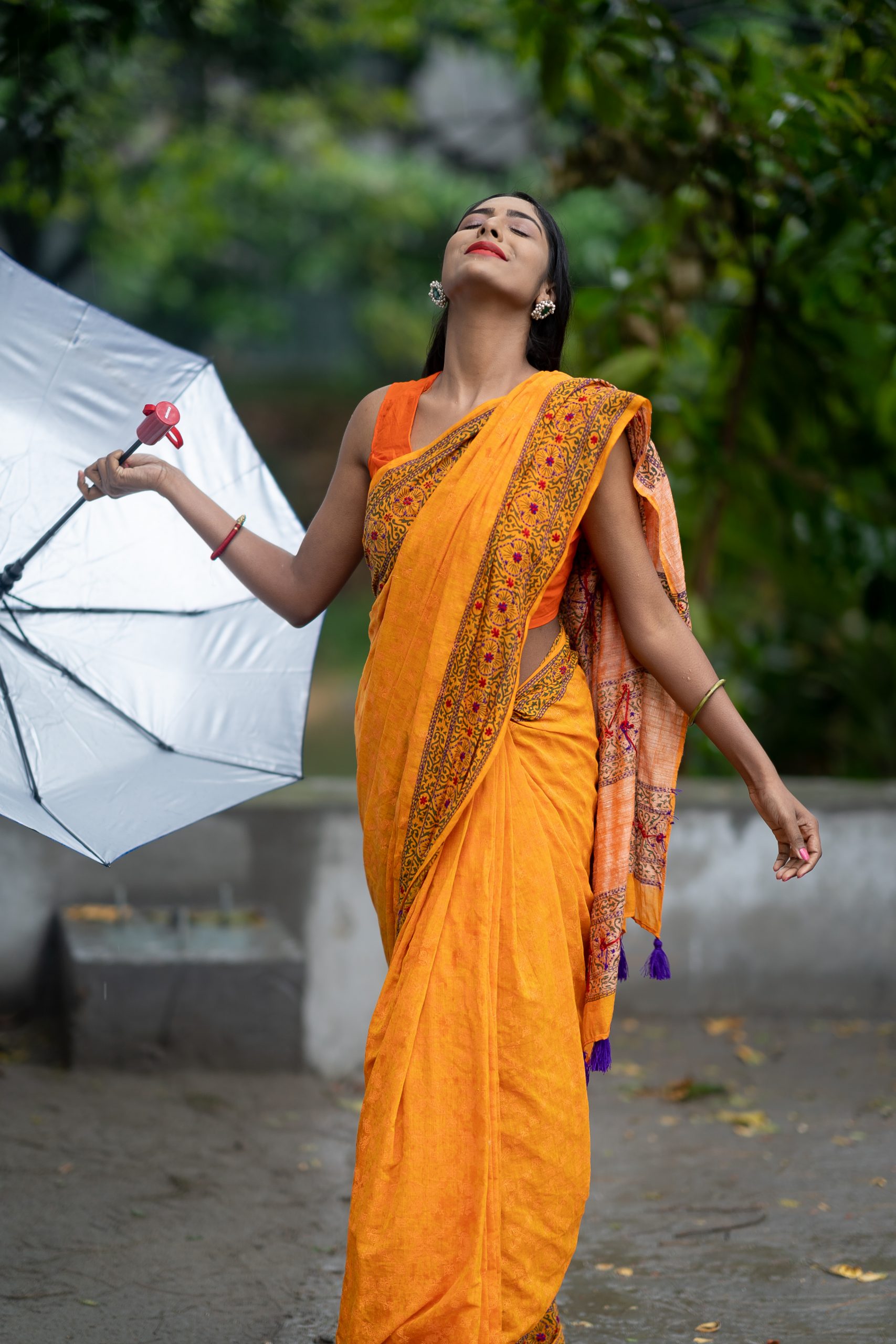 DSC09765 HAND STITCHES & SCREEN PRINT DESIGNER COTTON SAREE