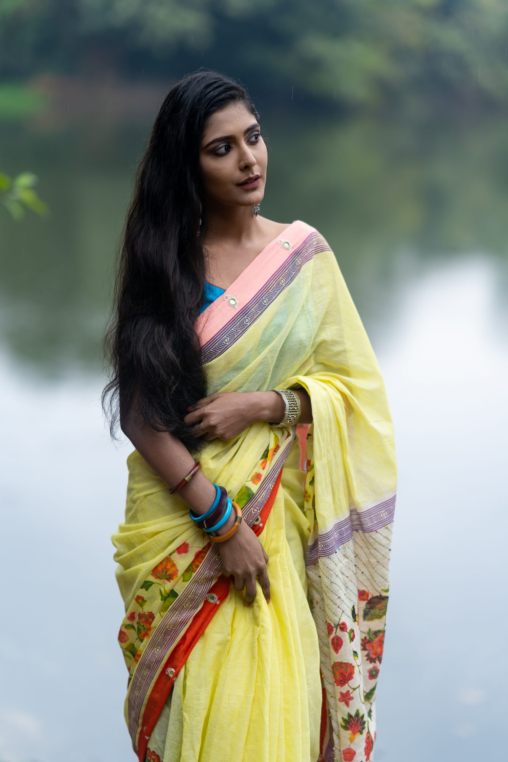 DSC09863 HAND STITCHES DESIGNER COTTON SAREE