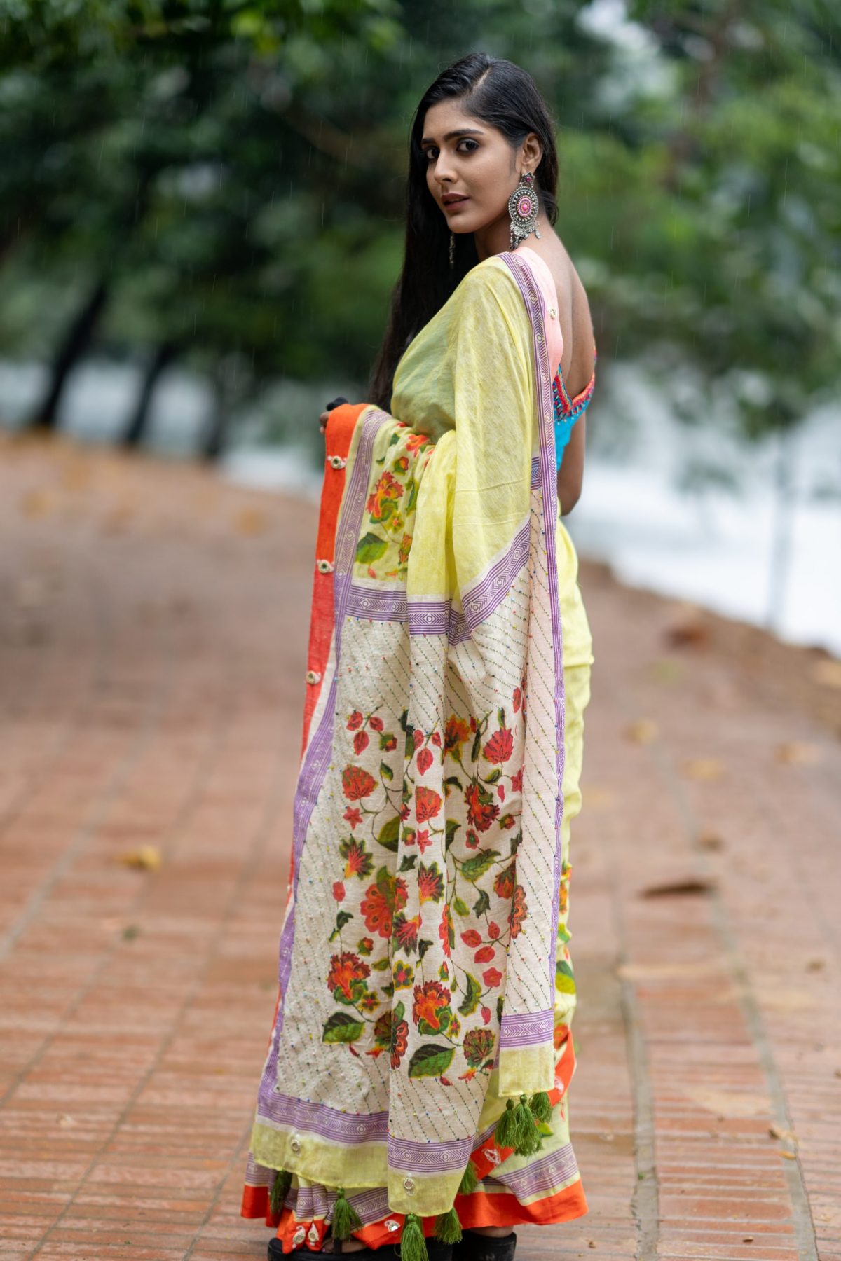 HAND STITCHES DESIGNER COTTON SAREE