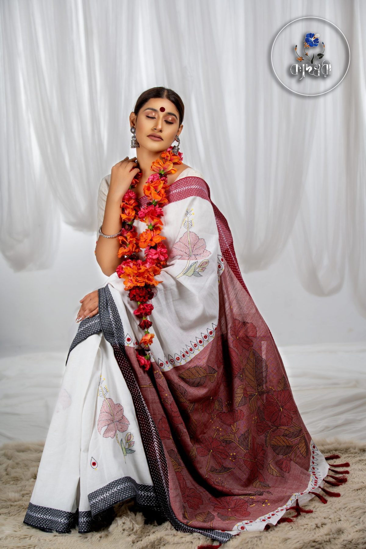 HAND STITCHES DESIGNER COTTON SAREE