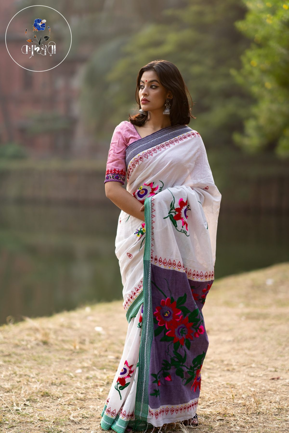 Hand Stitched Design Cotton saree_Kuhutan