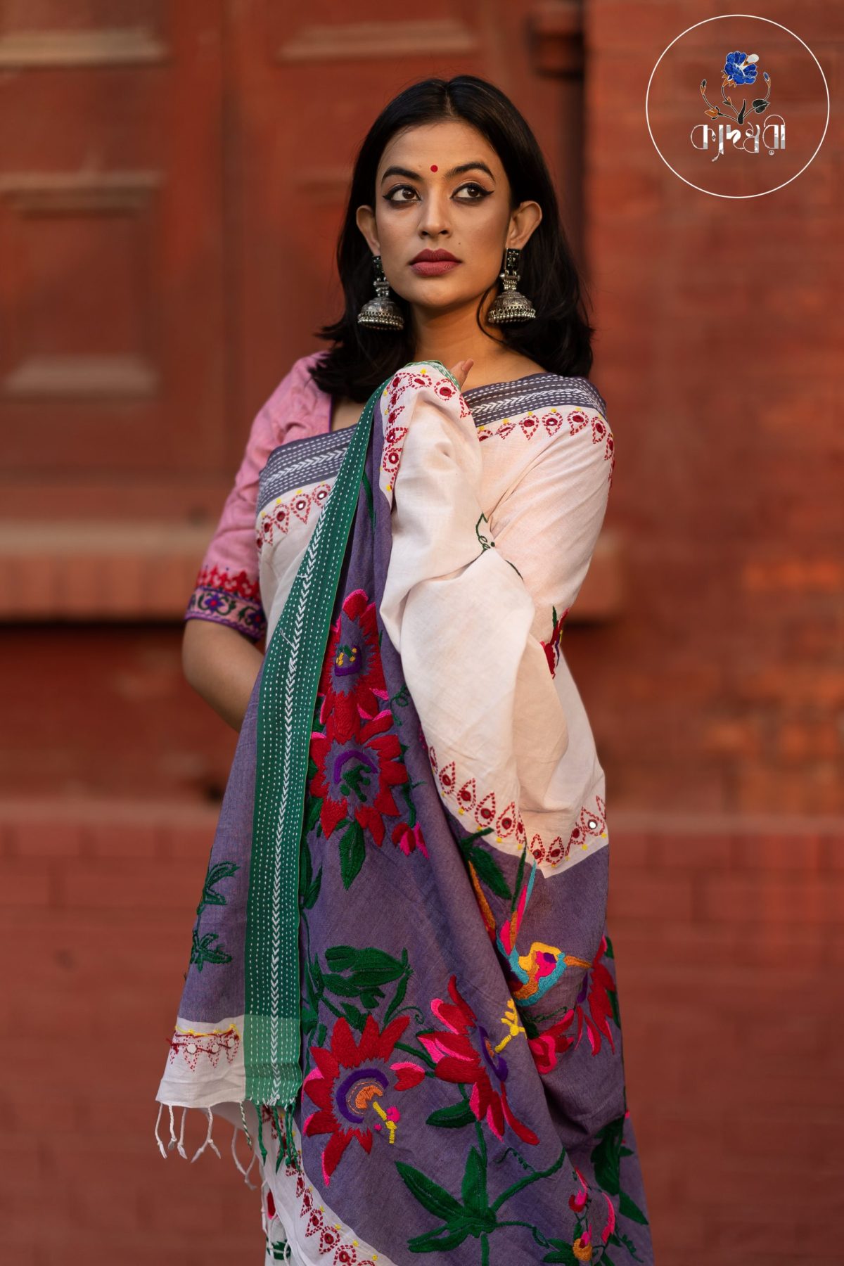 Hand Stitched Design Cotton saree_Kuhutan