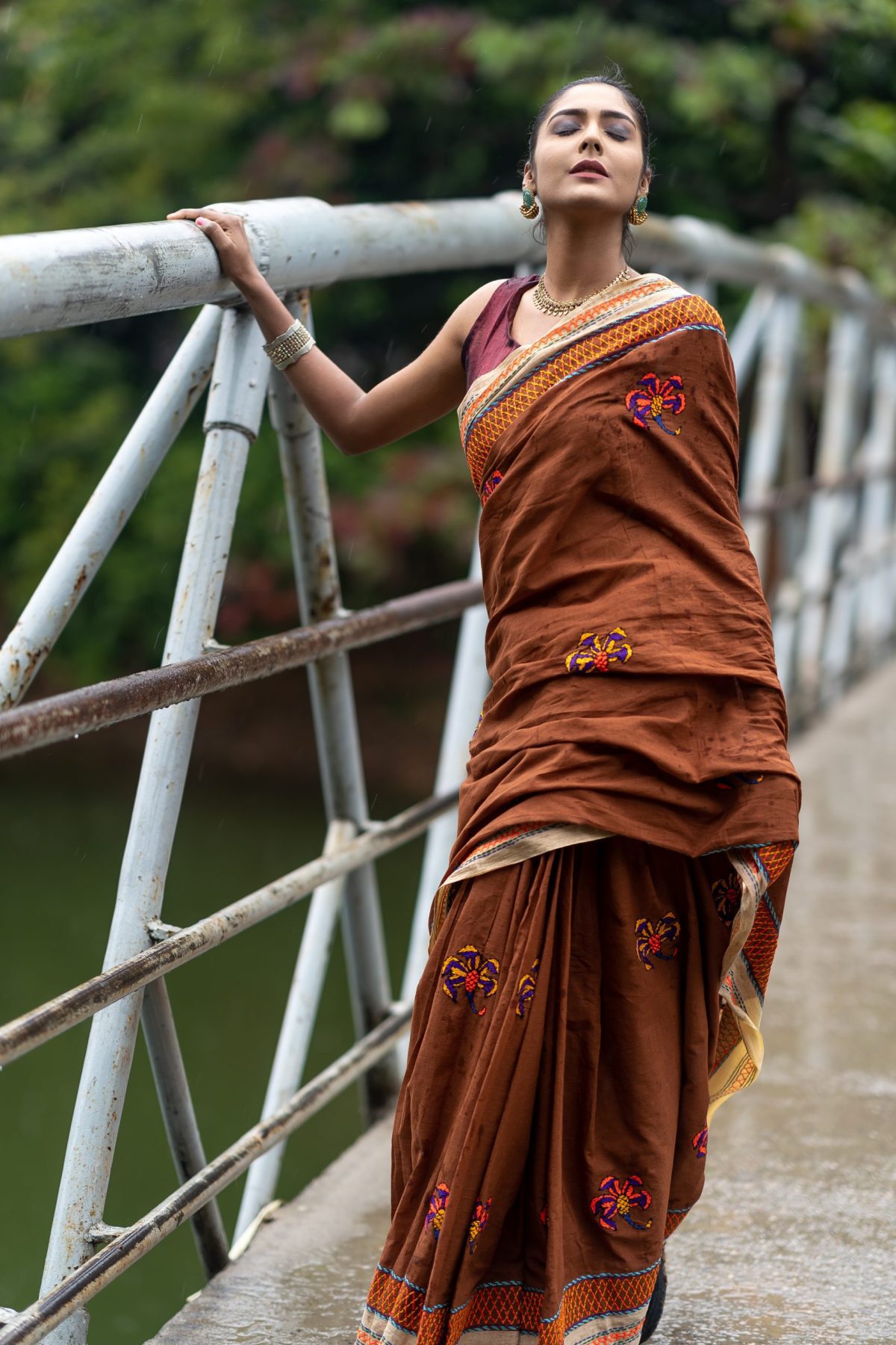 Hand Stitched Design Cotton saree_Bristy Bilash