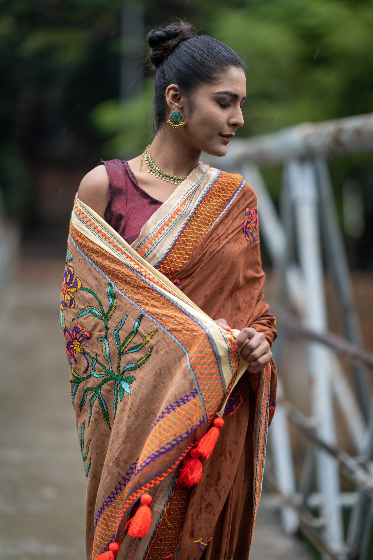 Hand Stitched Design Cotton saree_Bristy Bilash