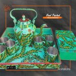 Trendy Hand Painted Kettle Set With Tray