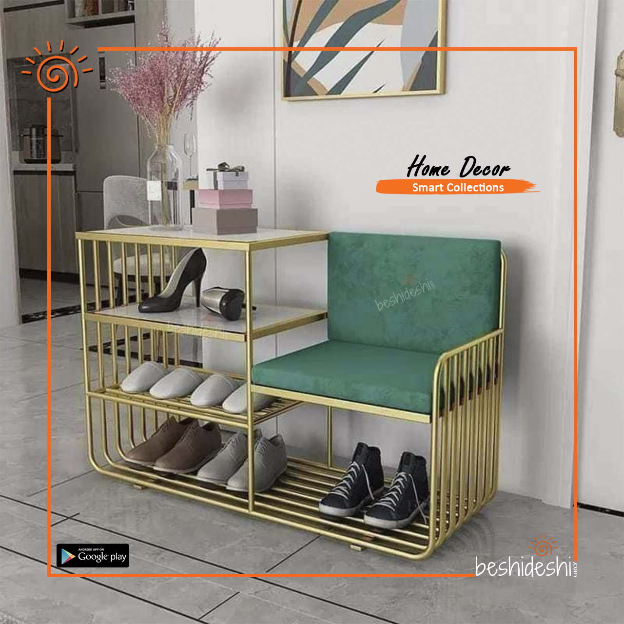 03 Seater With Shoes Rack