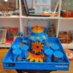 Trendy Hand Painted Kettle Set With Tray