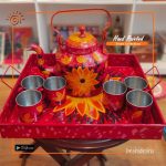Trendy Hand Painted Kettle Set With Tray