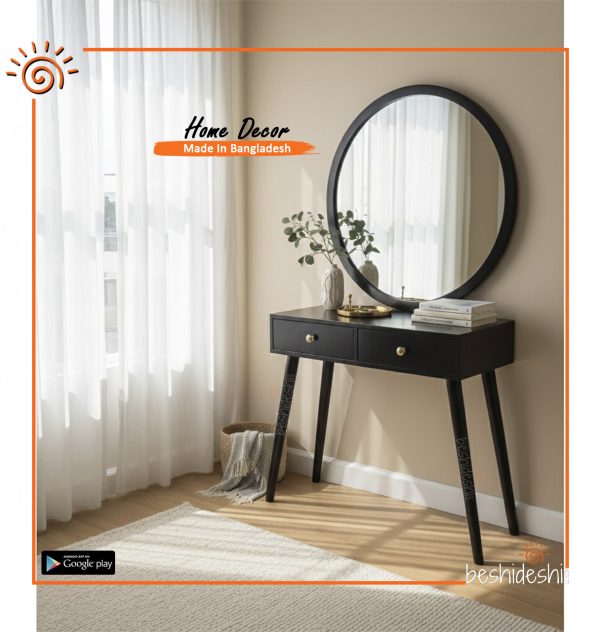 Decorative Round Mirror With Console Table