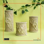 Handcrafted Cylindrical Jute Vase Set