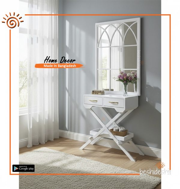 Foyer Table With Drawer & Decorative Mirror