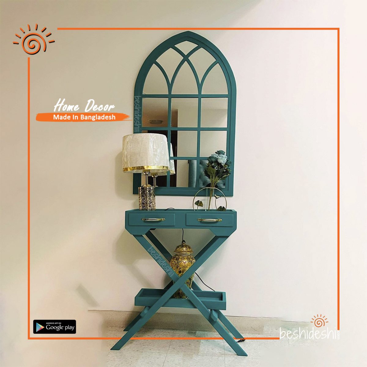 Foyer Table With Fancy Large Mirror