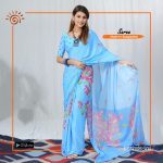 Blue Orchid Georgette Saree